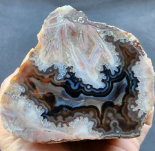 32.9 oz (933 gr) White Agate Pair, Lace Agate, Fortification Agate, Pink Agate picture