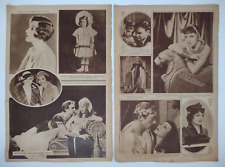 Claudette Colbert 2 page black and white photo collage magazine clippings photos picture