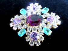 Gorgeous Czech Rhinestone Glass Button Stunning Turquoise & Crystal& Lavender picture