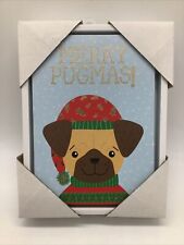 7.75” x 5.75” “Yappy Howliday Pug” ”Merry Pugmas” Canvas by Emily Dumas NEW picture