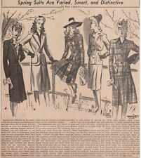 1940's Women's Spring Suits Fashion by Rea Seeger Newspaper Clipping  picture