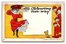 Comic Its Blowing Our Way Woman In Dress Creepers UNP DB Postcard S1 picture