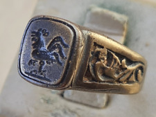 Rooster Ring Handmade Bronze Ancient Vintage Antique Look Spqr Legio picture