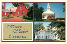 NEW 4x6 Unposted Postcard Historic Windsor Connecticut multi-view church houses picture