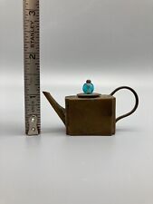 Antique ~ Chinese Dollhouse Miniature Oblong Shape Copper Teapot ~ picture