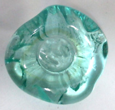 Vintage Art Glass tealight candle holder Balinese recycled glass aqua green picture