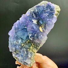 2.45LB Rare transparent blue-purple cubic fluorite mineral crystal sample/China picture