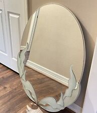 Vintage Signed David Marshall Contemporary Oval Hand Carved Mirror 40”x 28.5” picture