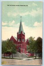 c1910's First Methodist Church Building Cross Tower Princeton Indiana Postcard picture