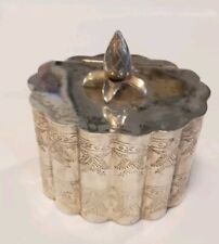 Vintage Silver Plated Tea Caddy / Trinket Box Etched Hinged picture