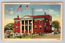 Sharon PA-Pennsylvania, Herald Square And B.P.O.E. Club, Vintage c1943 Postcard picture