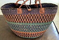 African Market Baskets, Beautiful Bag with Leather Handles And Closure picture