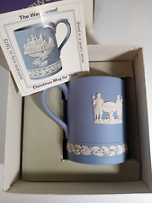Vintage Wedgwood 1975 Christmas Tower Bridge London Blue Jasperware Mug in box picture