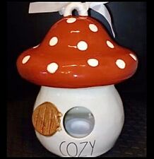 Rae Dunn COZY Bird House Mushroom Red White Ceramic 8” VHTF  NEW picture