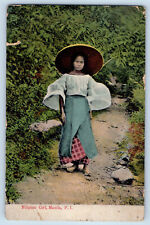 Manila Philippines Island Postcard Standing Filipino Girl c1905 Unposted picture