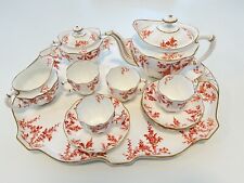 Royal Crown Derby 19c Antique Tea Set For 4 Tea Cup Saucer Teapot Tray Creamer picture