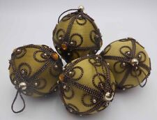 Olive Green Christmas Ornaments Beads Faux Jewels String Wrapped 4  PIER 1  3