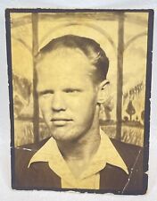 Photo Booth Vintage Photo Tough Guy Burly Man Heavy Brow Line Bold Bully picture