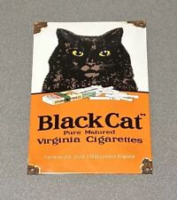 VINTAGE 12” DOMED BLACK CAT CIGARETTE TOBACCO PORCELAIN SIGN CAR GAS OIL TRUCK picture