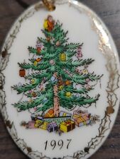 VTG Spode Christmas Tree Ornament Garland Happy Holidays 1997 Oval Porcelain  picture