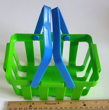 $ 5 OFF ~ VTG Fisher Price Fun With Food Green & Blue Grocery Store Food Basket picture