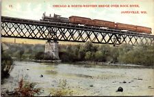 Postcard Chciago & North-Western Bridge over Rock River, Janesville, Wisconsin picture
