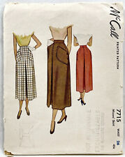 1949 McCall Sewing Pattern 7715 Womens Skirt Size 14 26 Waist Vntg Fashion 11814 picture