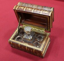 Antique French 19th Century Leather Books Tantalus Bar Set - Baccarat picture