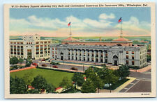 Rodney Square City Hall Wilmington Delaware Vintage Linen Postcard F03 picture