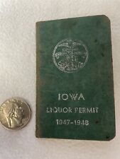 Iowa Liquor Permit booklet 1947-1948 Riverside William B O'Connor beer wine IA picture