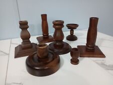 Vintage Wooden Candle Holders Lot Of  7 picture