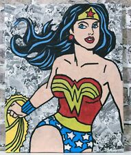 Wonder Woman Paper Collage Artwork on Canvas (16x20) picture