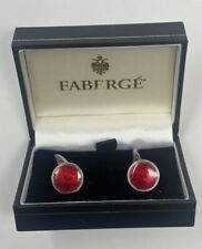 Antique Russian FABERGE SterlingSilver Enamel Guilloche Cufflinks Red picture