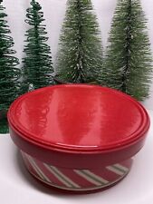 PackerWare Vintage Christmas Container Candy Cane Red Stripe Plastic w Lid picture