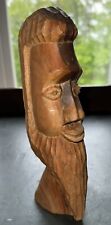 Hand Carved Jamaican Wooden Tiki Head Unique 9” Tall picture