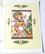 Vtg Christmas Card Lisa Blowers Old Fashioned Girls Decorating Tree Country Bear picture