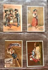 RARE SET OF 4 VICTORIAN ERA COLOR ANTIQUE COLLECTIBLE ADVERTISING TRADING CARDS picture