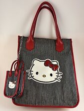 VTG Sanrio Hello Kitty Tote Bag with micro matching tote striped red trim EUC picture