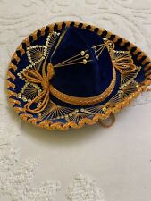 Salazar Yepez Mariachi Mexican Sombrero blue& Gold Sequin Children's Hat picture