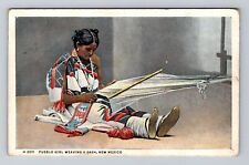 Albuquerque, NM-New Mexico, Pueblo Girl Weaving a Sash, Vintage Postcard picture