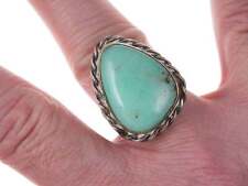 c1950's Navajo Silver Green Chalcedony Ring picture