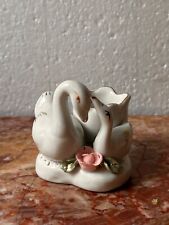 Vintage 2 Swans Ceramic Candle Holder picture