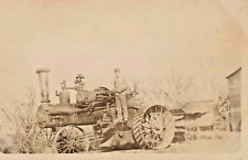RPPC   PHOTO  POSTCARD   STEAM TRACTOR  circa  1900   J.J. CASE  FARMING  WORKER picture
