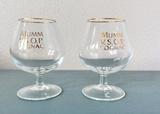 Mumm V.S.O.P. Cognac Snifter Glasses Vintage Gold Trim, Set of 2 France picture