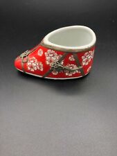 Vintage Chinese Porcelain & Silver Shoe, Marked, 4 3/4