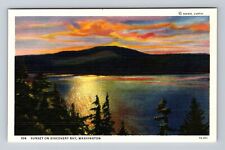 Discovery Bay WA-Washington, Panoramic Sunset on Discovery Bay Vintage Postcard picture