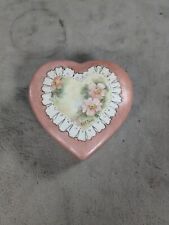 Vintage Pink Ceramic Porcelain Heart Shape Trinket Box With Lid Valentine’s Day picture