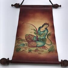 Rare Vintage Persian Hand Painting On Leather Scroll Wall Dec Signed/Dated 1984 picture