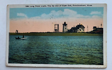 1924 MA Postcard Provincetown Tip End Cape Cod Long Point Light lighthouse boat picture