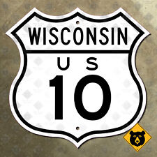 Wisconsin US route 10 Manitowoc Prescott road sign 1949 highway marker 12x12 picture